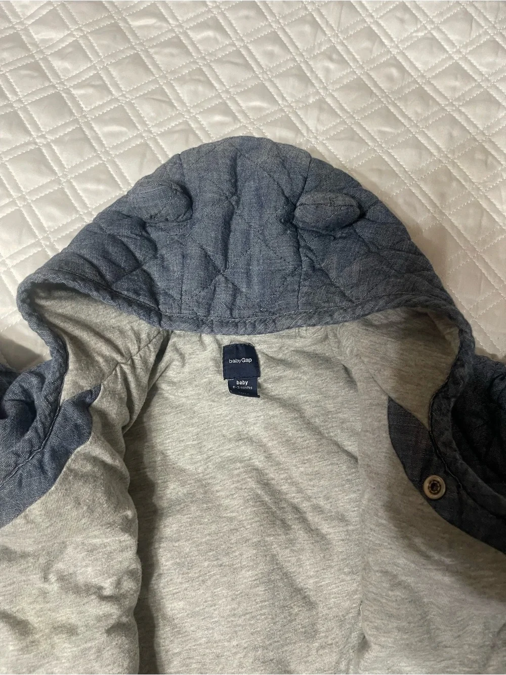 Bundle GAP Pink Hooded Zip Romper with Gray Quilted Jacket